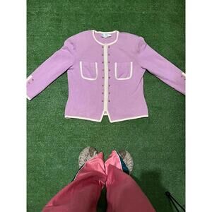 St. John Lavender Knit Jacket with Gold Buttons
